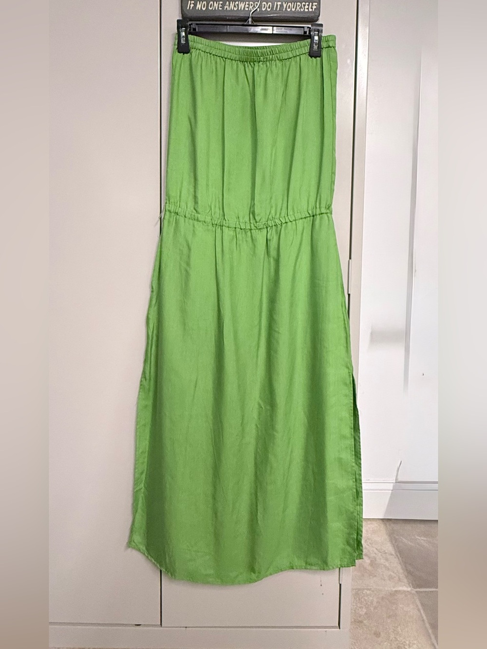 Michael Kors Bright Green Strapless Tiered Maxi Dress